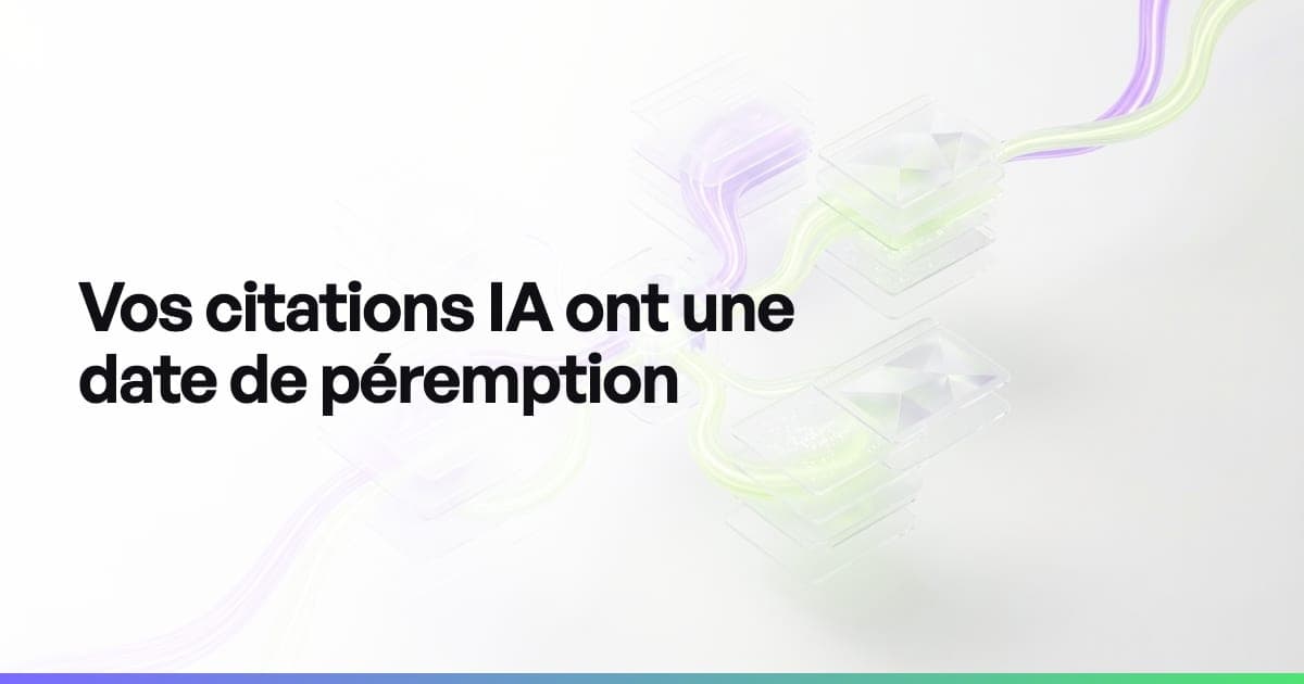 Une courbe de citations IA qui monte puis redescend après son pic, comme un signal à surveiller pour déclencher un rafraîchissement